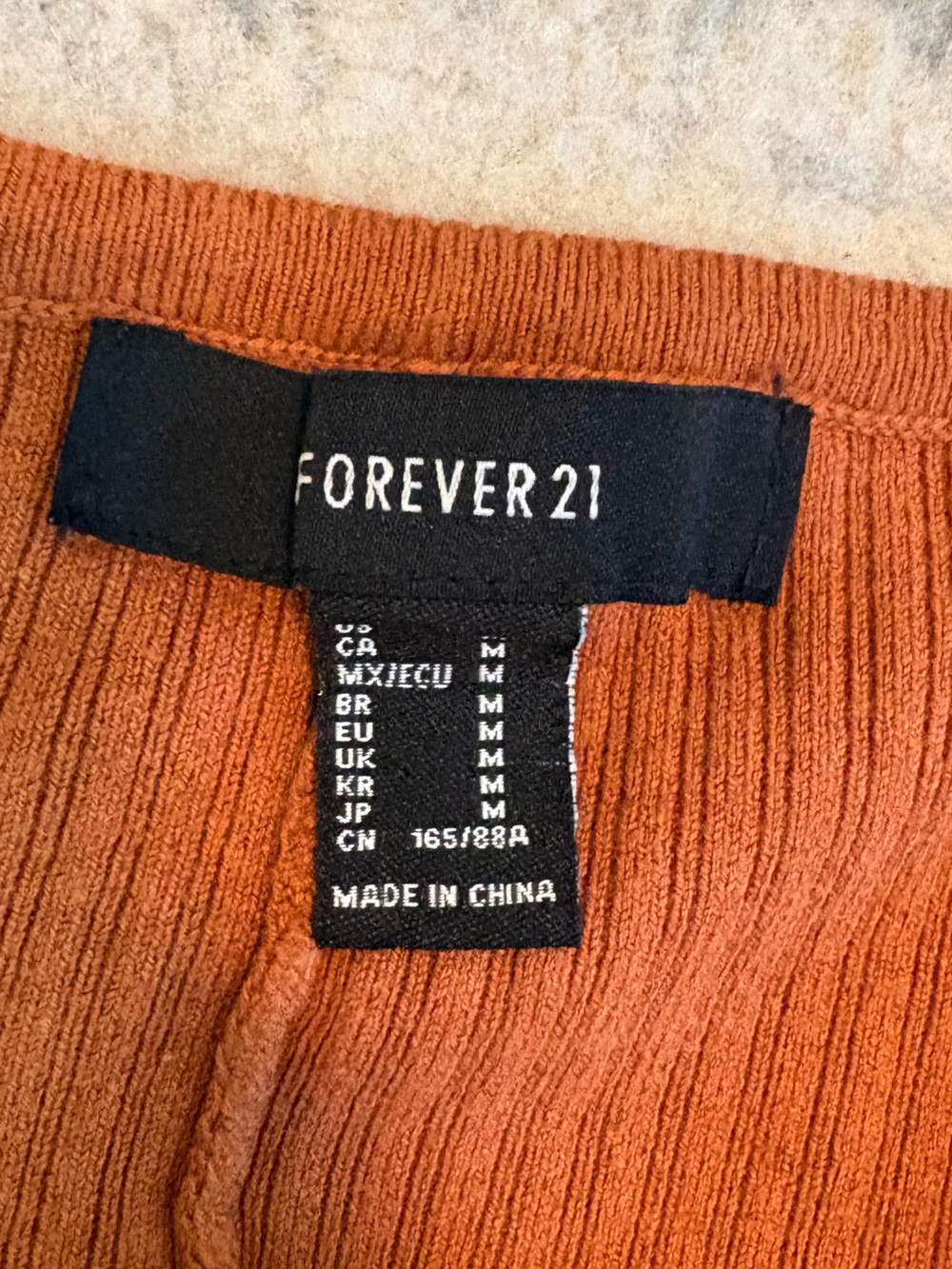 Rust Ribbed Button-Front Women’s Cardigan Sweater - Picture 2 of 5